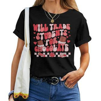 Will Trade Students For Chocolate Teacher Valentines Women Women T-shirt | Mazezy