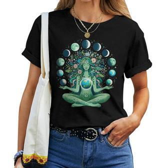 Witchy Nature Goddess Mother Earth Day Moon Phases Aesthetic Women T-shirt - Seseable
