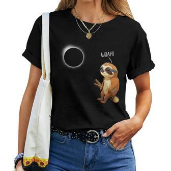 Woah Sloth Solar Eclipse 2024 Eclipse Sloth Women T-shirt - Monsterry UK