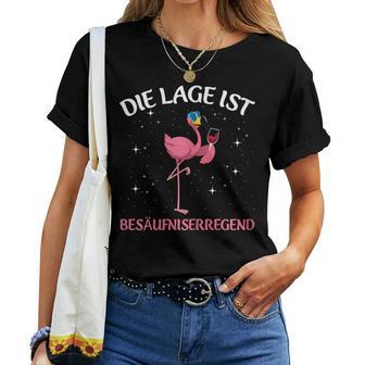 Women's Die Lage Ist Besaffniserregen Wine Flamingo Running Party S T-shirt Frauen - Geschenkecke