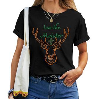 Women's With-Neck Ich Bin Der Meister Jaegermeister Papa Mama Deer T-shirt Frauen - Geschenkecke