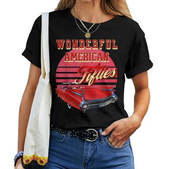 Wonderful American Fifties Retro Sunset 50S Vintage Car Women T-shirt - Monsterry