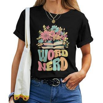 Word Nerd Groovy Book Reader Book Reading Women T-shirt - Seseable