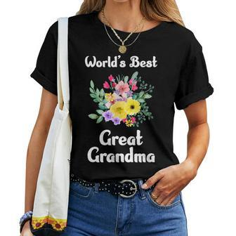 World's Best Great Grandma Beautiful Bouquet Grandma Women T-shirt - Monsterry
