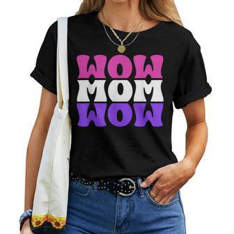 Wow Mom Wow Cute Mirrored Mother's Day Best Mom Mama Women T-shirt | Mazezy UK