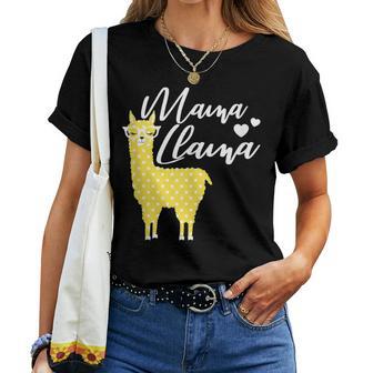 Yellow Polka Dot Mama Llama Cool Mama Llama Fun Mama Llama Women T-shirt - Monsterry