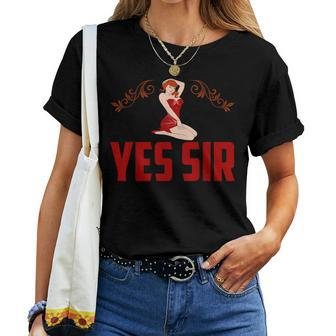 Yes Sir Bdsm Naughty Submissive Girl Women T-shirt - Monsterry