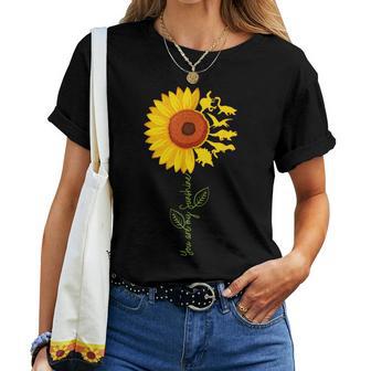 You're My Sunshine Sunflower Dinosaur T-Rex Dino Lovers Women T-shirt - Monsterry