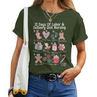 12 Days Of Labor And Delivery Unit Nursing Nurse Christmas Women T-shirt - Monsterry DE