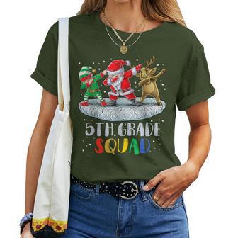 5Th Grade Squad Dabbing Santa Christmas Reindeer Teacher Women T-shirt - Monsterry