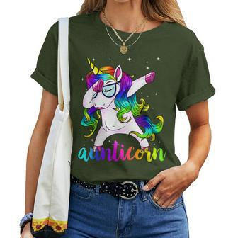 Aunticorn Aunty Dabbing Unicorn Auntie Aunt Christmas Women T-shirt - Monsterry