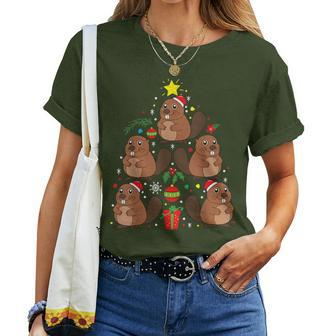 Beaver Christmas Ornament Tree Dad Mom Farm Women T-shirt - Monsterry