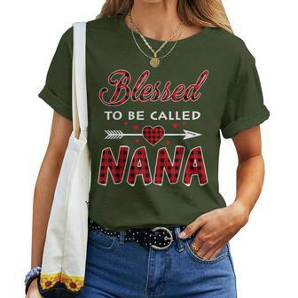 Blessed To Be Called Nana -Buffalo Plaid Grandma Christmas Women T-shirt - Monsterry DE