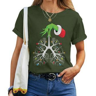 Christmas Nurse Respiratory Therapist Lung Lights x-Mas Women T-shirt | Mazezy