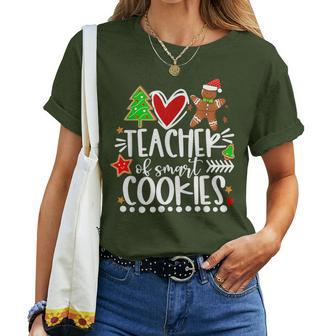Christmas Teacher Of Smart Cookies Cute Gingerbread Women T-shirt | Mazezy