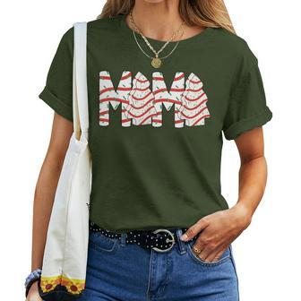 Christmas Tree Cake Mama Xmas Mom Family Matching Womens Women T-shirt - Monsterry