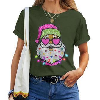 Cute Santa With Sunglasses Bling Bling Christmas Women Women T-shirt - Seseable