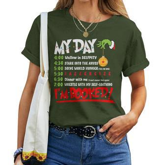 My Day Schedule I’M Booked Christmas Merry Christmas Groovy Women T-shirt - Seseable