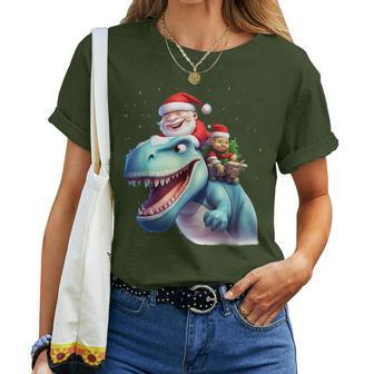 Dinosaur T Rex Christmas Santa Boys Girls Xmas Squad Women T-shirt - Monsterry UK