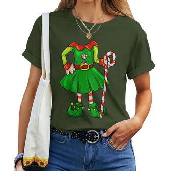 Christmas Cute Candy Cane Elf Girl Costume Women T-shirt - Monsterry AU