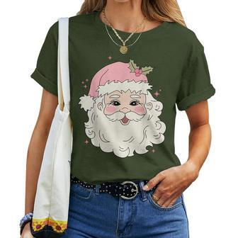 Vintage Pink Santa Claus Pink Christmas Women Women T-shirt - Monsterry AU