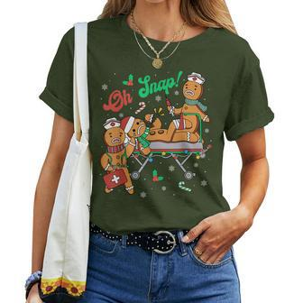 Groovy Oh Snap Gingerbreads Nurse Christmas Nurse Crew Pjs Women T-shirt - Monsterry CA