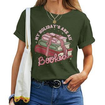 My Holidays Are All Booked Retro Groovy Pink Style Christmas Women T-shirt - Seseable