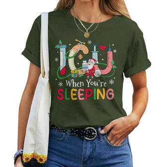 Icu When Your're Sleeping Christmas Icu Nurse Crew Womens Women T-shirt - Seseable