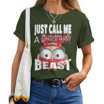 Just Call A Christmas Beast With Cute Little Owl Women T-shirt - Monsterry