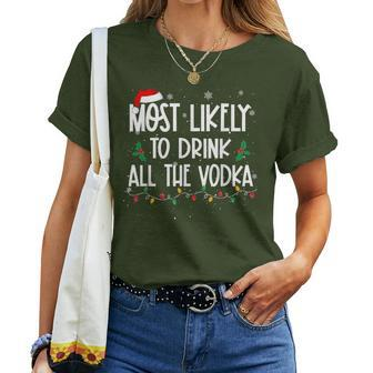 Most Likely To Drink All Vodka Christmas Drinking Alcohol Women T-shirt - Monsterry AU