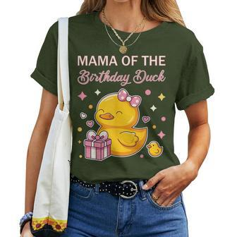 Mama Of The Birthday Duck Christmas Anime Party Outfit Women T-shirt - Monsterry