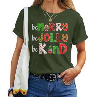 Be Merry Be Jolly Be Kind Merry Christmas Teacher Xmas Pjs Women T-shirt - Thegiftio UK