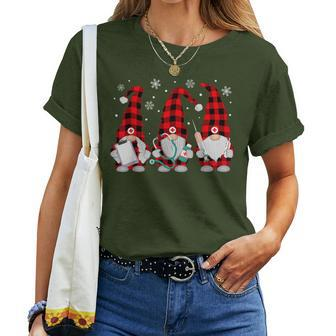 Nurse Christmas Gnome Cute Xmas Red Plaid Nurses Women Women T-shirt | Seseable CA
