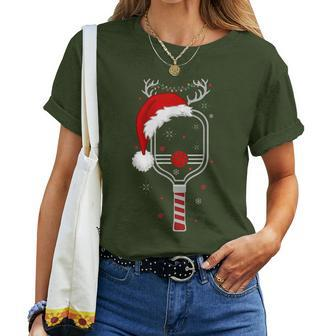 Pickleball Player Christmas Holiday Reindeer Xmas Women Women T-shirt | Mazezy