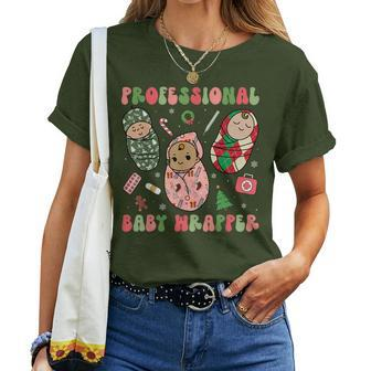 Professional Baby Wrapper Labor Delivery Nurse Christmas Pjs Women T-shirt - Monsterry