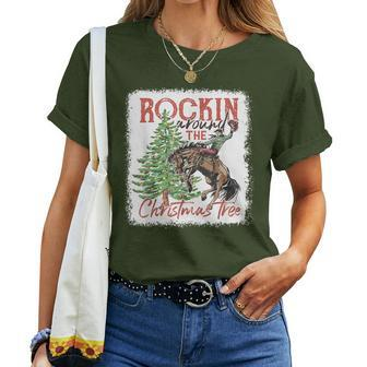 Rocking Around The Christmas Tree Christmas Cowboy Horse Women T-shirt | Mazezy