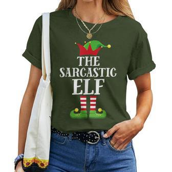 Sarcastic Elf Family Matching Christmas Group Elf Pajama Women T-shirt - Monsterry