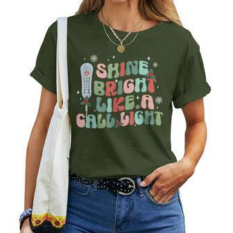 Shine Bright Like A Call Light Er Icu Nurse Christmas Women T-shirt | Mazezy