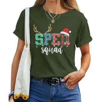 Sped Squad Christmas Special Education Teacher Santa Hat Women T-shirt | Mazezy