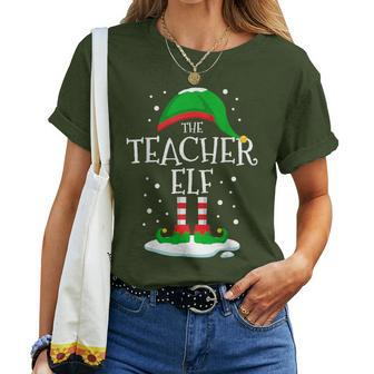 The Teacher Elf Christmas Family Matching Xmas Group Women T-shirt | Mazezy