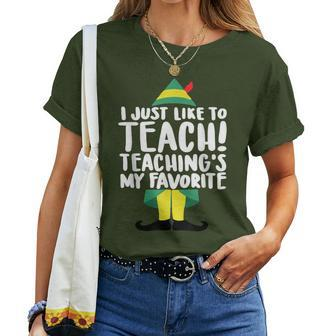 Teacher Elf Christmas I Just Like To Teach Teacher Women T-shirt - Thegiftio UK