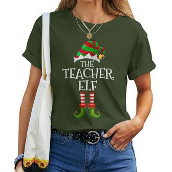 The Teacher Elf Matching Family Christmas Elf Women T-shirt | Mazezy