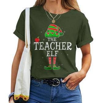 Teacher Elf Matching Family Group Christmas Party Pajama Women T-shirt - Thegiftio UK