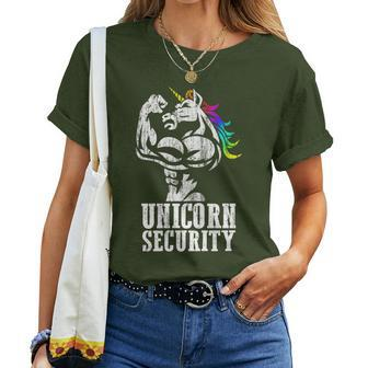 Unicorn Security Rainbow Muscle Manly Christmas Women T-shirt - Monsterry UK