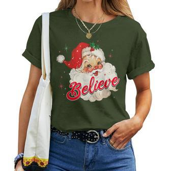 Vintage Santa Claus Believe Christmas Boys Girls Women T-shirt - Thegiftio UK
