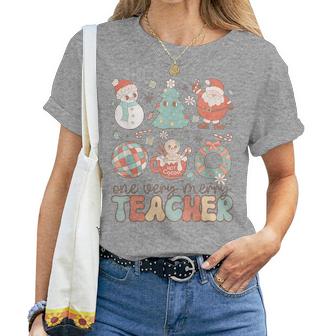 In My Very Merry Teacher Era Christmas Teacher Groovy Retro Women T-shirt - Thegiftio UK
