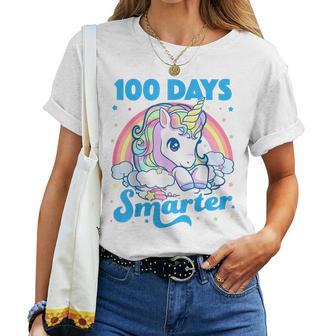 100 Days Smarter Unicorn Girls Teacher 100Th Day Of School Women T-shirt - Monsterry