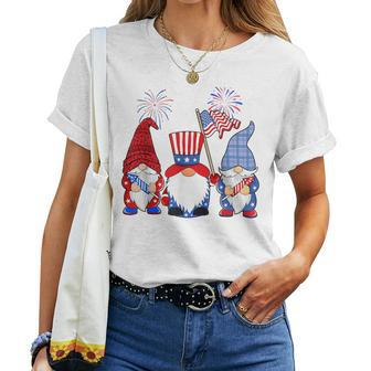 4Th Of July Leopard Gnomes Firework Usa American Women Women T-shirt - Seseable