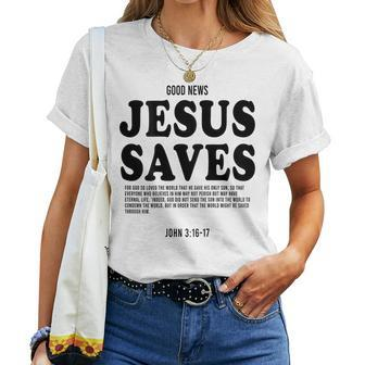 Aesthetic Jesus Christian Bible Verse Jesus Saves Back Women T-shirt - Seseable