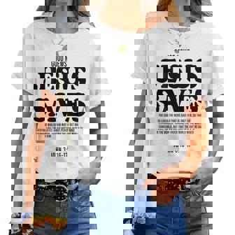 Aesthetic Jesus Christian Bible Verse Jesus Saves Back Women T-shirt - Seseable